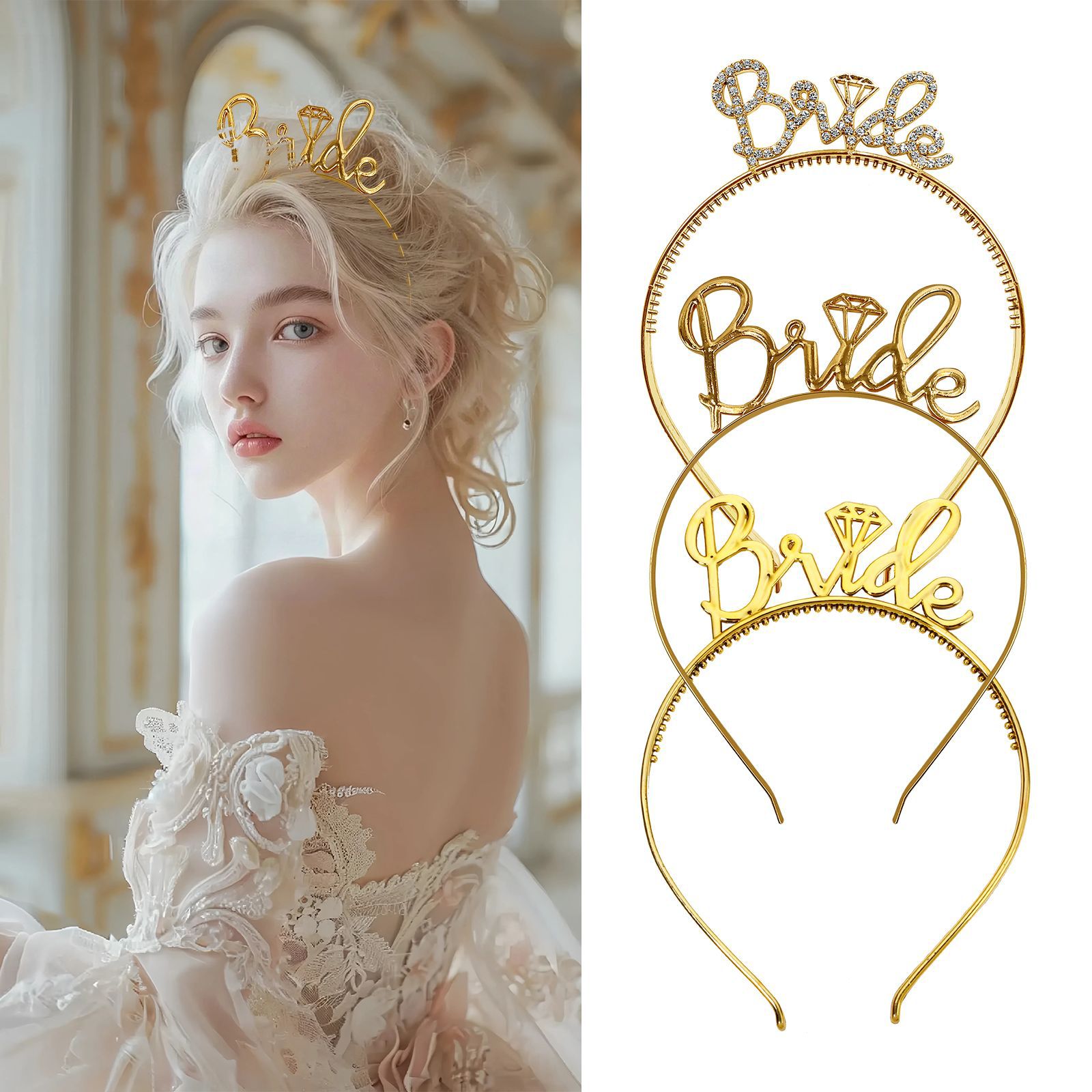 Diadema de Bride, fiesta nupcial, diadema festiva, diadema de cumpleaños, diadema de aleación de resina transfronteriza, joyería al por mayor