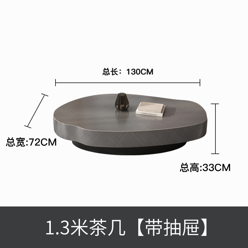 Italiano Oval de gama alta minimalista mesa de café de mango sala de estar hogar pequeño apartamento moderno minimalista de acero inoxidable con cajón