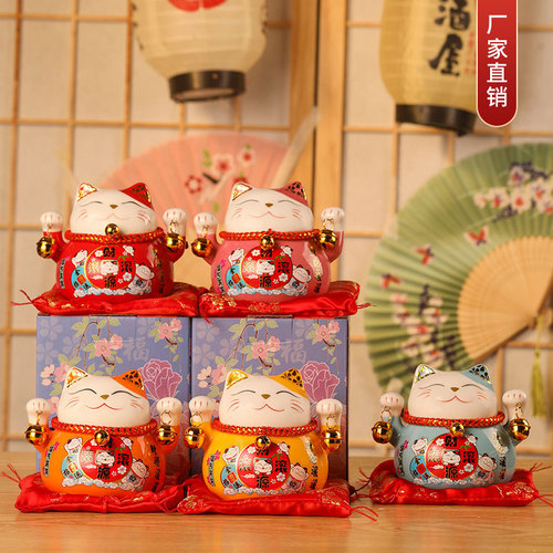 Lucky Cat Creative Ceramic Home Ornaments Small Lucky Cat Piggy Bank Piggy Bank Car Ornaments Desk Decorations