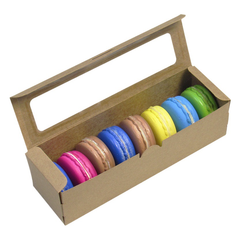 Venta caliente transfronteriza caja de macaron ventana abatible PVC postre occidental caja de embalaje cartón blanco galleta caramelo cartón