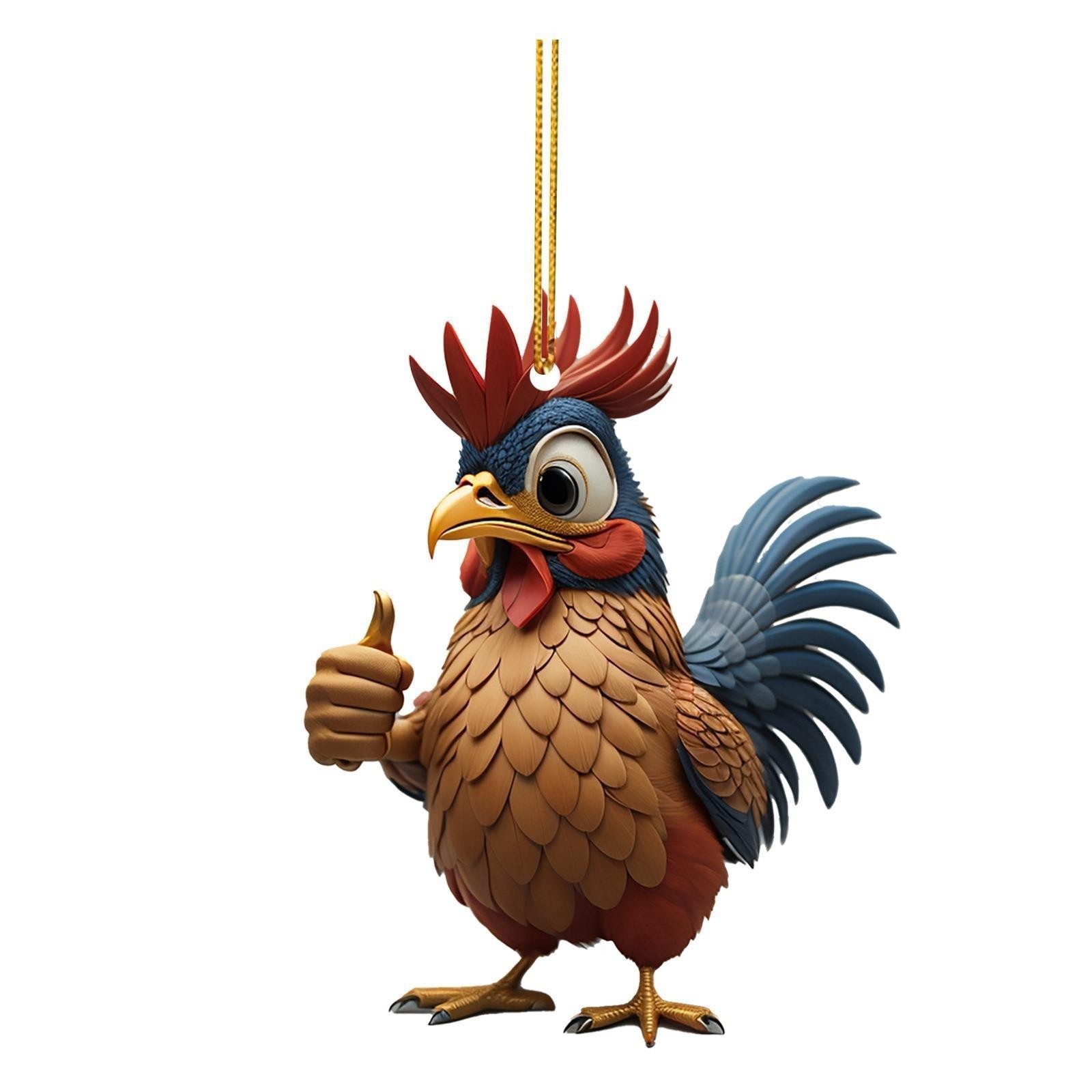 Cruzar la frontera nueva Navidad de dibujos animados de pollo acrílico adornos de coche Navidad árbol de Navidad adornos decoraciones para el hogar
