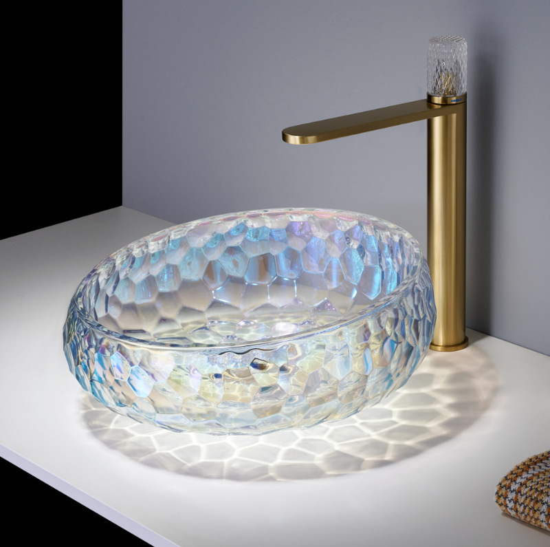 Crystal Glass Washbasin Countertop Basin Hotel Guesthouse Art Basin Bathroom Restroom Bathroom Cabinet Washbasin Countertop Basin Crystal Glass Washbasin Countertop Basin Hotel Guesthouse Art Basin Bathroom Restroom Bathroom Cabinet Washbasin Countertop Basin