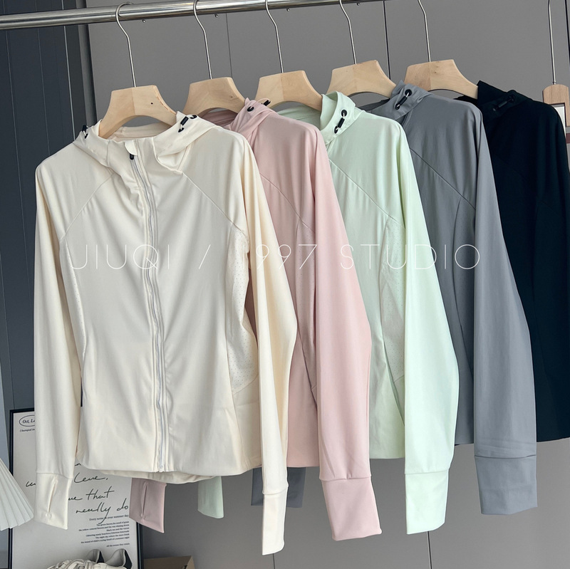 Small Waist! Upf50+! Summer New Slim Fit Elastic Cool Feeling Light and Breathable Hooded Sun Protection Jacket for Women Small Waist! Upf50+! Summer New Slim Fit Elastic Cool Feeling Light and Breathable Hooded Sun Protection Jacket for Women