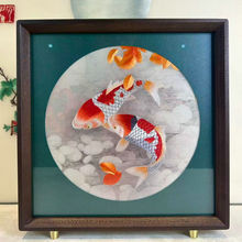 刺绣摆件家居饰品 年年有鱼纹样客厅摆设 中秋春节走亲访友高端礼