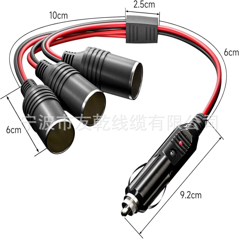 Car Cigarette Lighter Splitter 1 to 3 Power Charger 3-Way Socket Splitter Cigarette Lighter Extension Cord