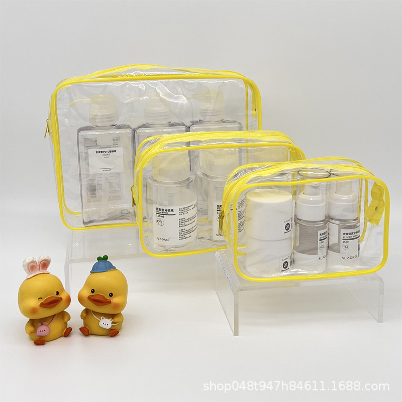 Bolsa de cosméticos de pvc transparente bolsa de almacenamiento multifuncional con logotipo de impresión de bolsa de subpaquete de viaje portátil de gran capacidad de alto valor