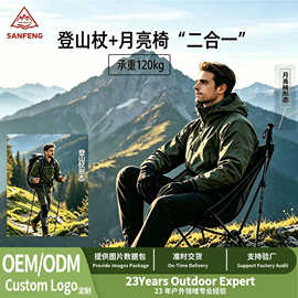 跨境便携折叠月亮椅户外露营椅多功能登山仗透气轻量化徒步座椅