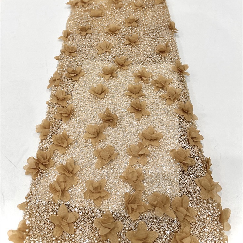 Decalones hechas a mano industria pesada computadora bordada sequinilla bordado tubo de perlas vestido de boda vestido de moda tela de vestido image 4