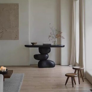 Solid Wood Entrance Table for Silent Wind Entrance Corridor Aisle Decoration Homestay Design Retro Zen Art Rock Entrance