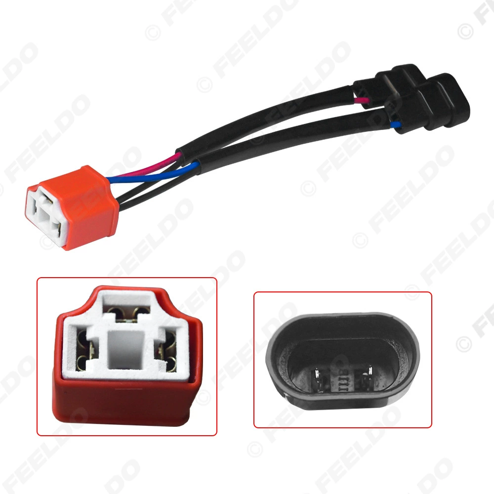 Переходник для галогенных ламп автомобиля: керамический патрон H4 на двойной патрон 9005-H11 с проводкой для фар