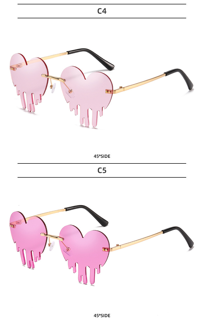 50g Weight Frameless Glasses Structure Sunglasses Classification PC, UV400 Protection Lens Material Special-Shaped Mirror Glasses Style Outdoor, Beach Occasion Heart Shape Pattern All Seasons Season Unisex Gender Novelty, Modern Style Style Novelty Modern Style Heart Shape PC UV400 Protection Special-Shaped Mirror Frameless Women's Sunglasses 8
