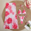 9266 pink flowers three-piece set