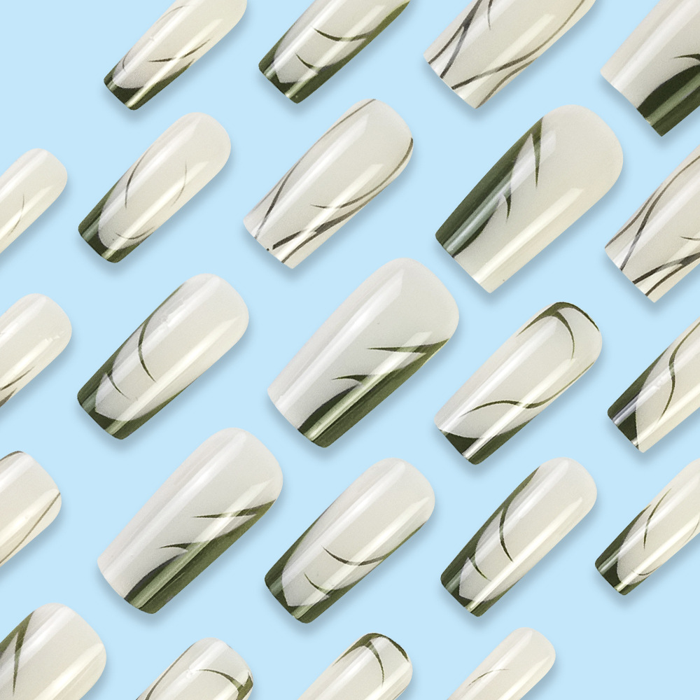 Comercio extranjero venta caliente de uñas europeas y estadounidenses simple parche de uñas verde oscuro simple parche de uñas falsas dulces y frías uñas