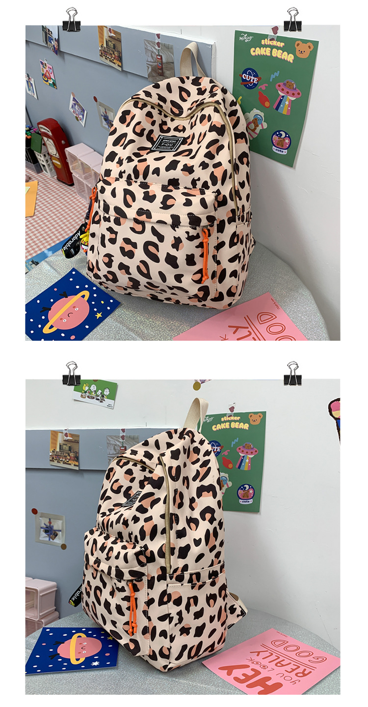 Korean leopard print backpack allmatch light travel small backpackpicture24