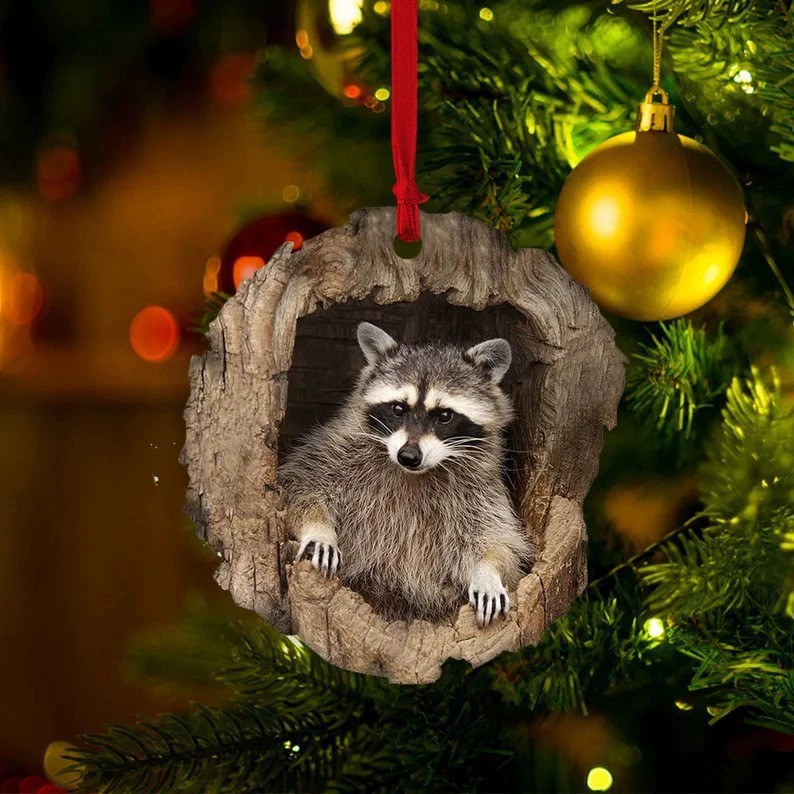 Explosiones transfronterizas mapache decoraciones de árbol de Navidad búho decoraciones acrílicas pequeños colgantes planos listados