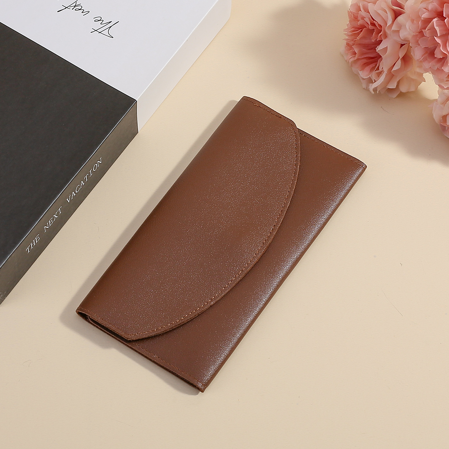 Cartera japonesa de cuero suave, bolsa de tarjetas de crédito plegable de tres partes, tarjeta plegable de cuero de vaca, lichi, cremallera, bolsa de cambio para mujeres