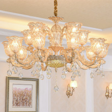 锌合金客厅吊灯欧式水晶蜡烛灯香槟色餐厅吊灯温馨卧室书房灯具