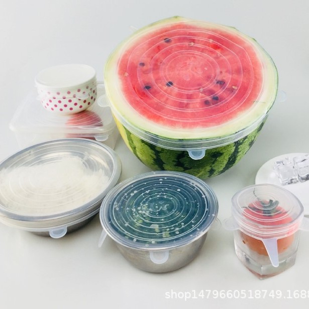Tapa de conservación de silicona, tapa de taza sellada para alimentos, tapa de tazón, tapa de olla, tapa de vacío de silicona, juego de cinco piezas, tapa de conservación de silicona