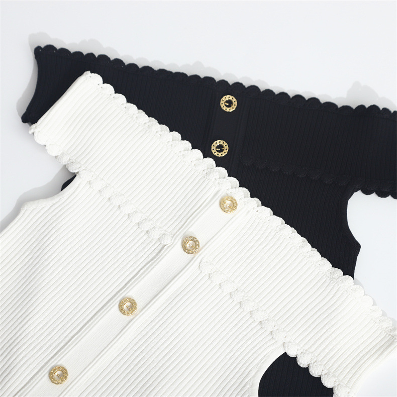 SD Good Handmade Hook Lace French Style Design Off-Shoulder Slim-Fit Sweater Women's Top 2471