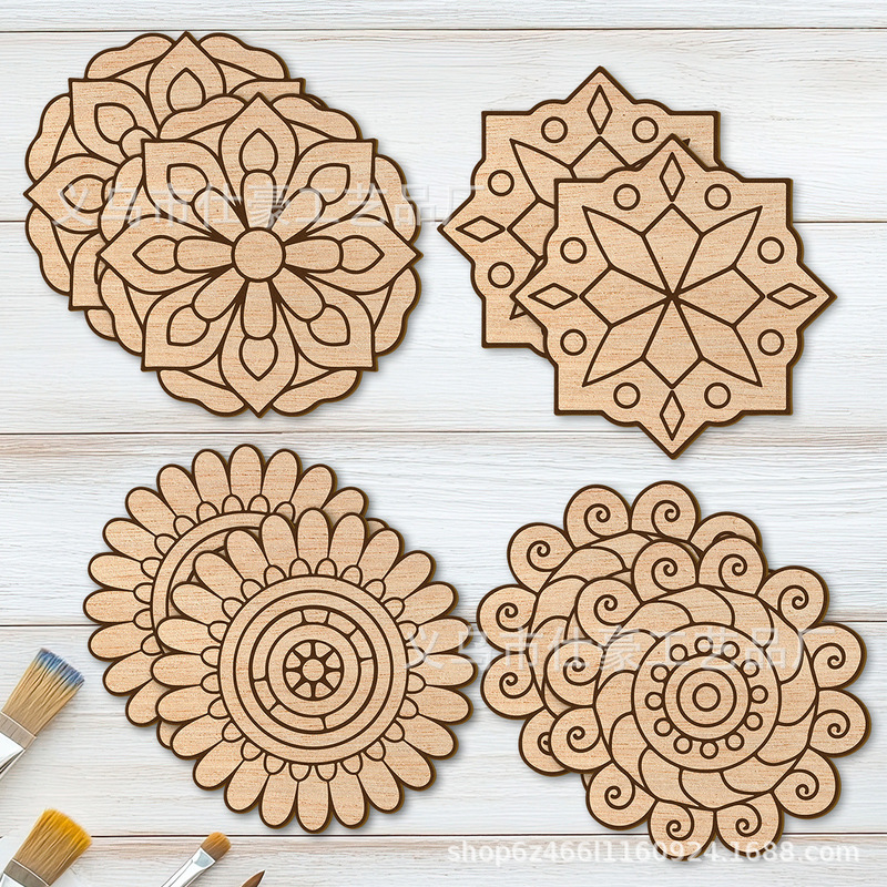 Cross-Border New Product Mandala Coloring Wooden Art Painting Handmade Set with High-Quality Materials and Clear Lines
