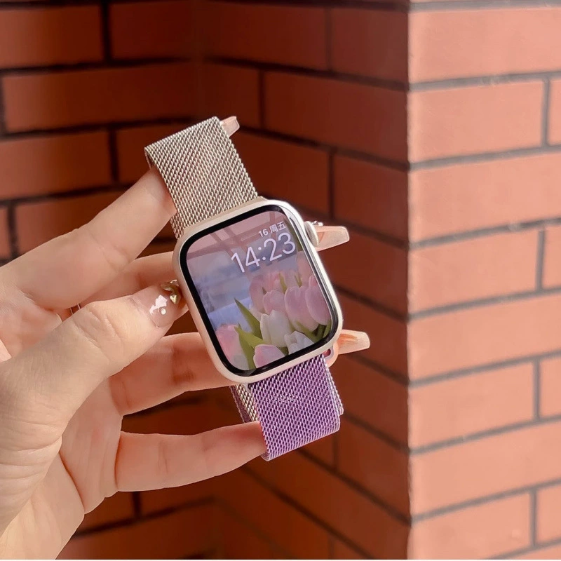 Металлический градиентный магнитный ремешок с креплением, подходит для iWatch98, Apple Watch Milan, Applewatch10, женский премиум SE