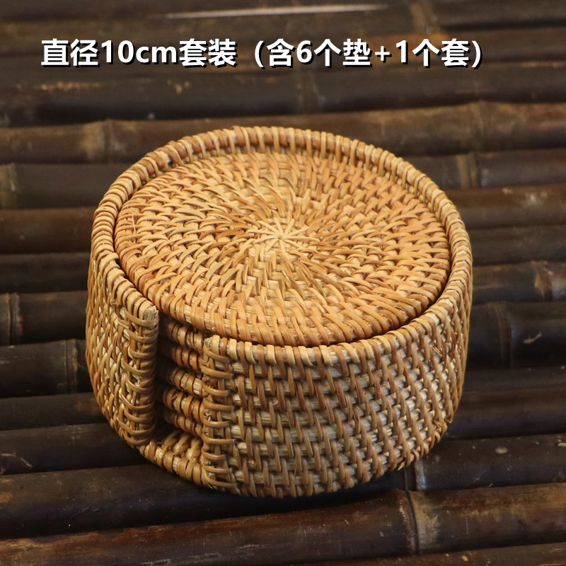 Mantel Individual Tejido de Ratán, Aislante de Calor, Hecho a Mano, para Comedor