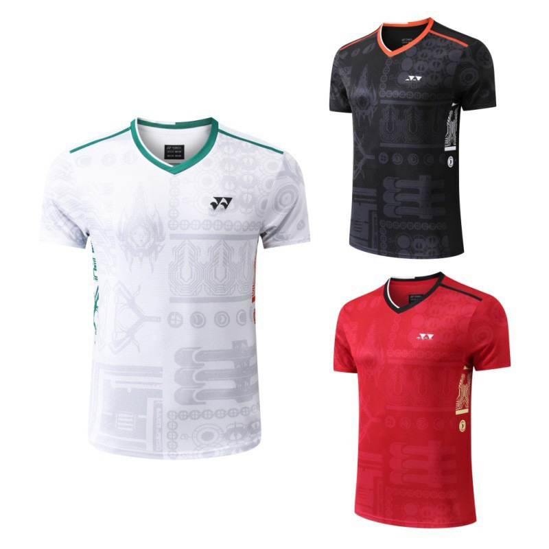 2025 New Badminton Wear Men's and Women's Competition Wear Training Sports Quick-Drying Breathable Short-Sleeved T-Shirt Team Print