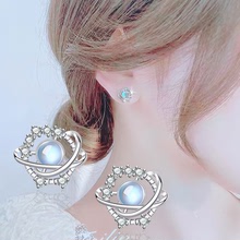韓版時尚鏤空星球月光石耳飾女韓式高級感輕奢小眾簡約ins風耳飾