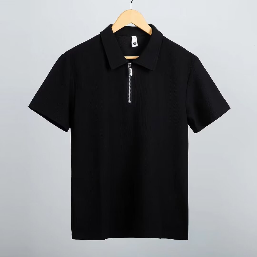 Tide polo de hombre de manga corta de alta gama 2023 nuevo hombre casual de negocios con solapa de media cremallera