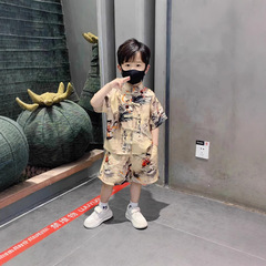 哪吒衣服2025新款夏季儿童套装男童汉服夏装衬衫短裤两件套