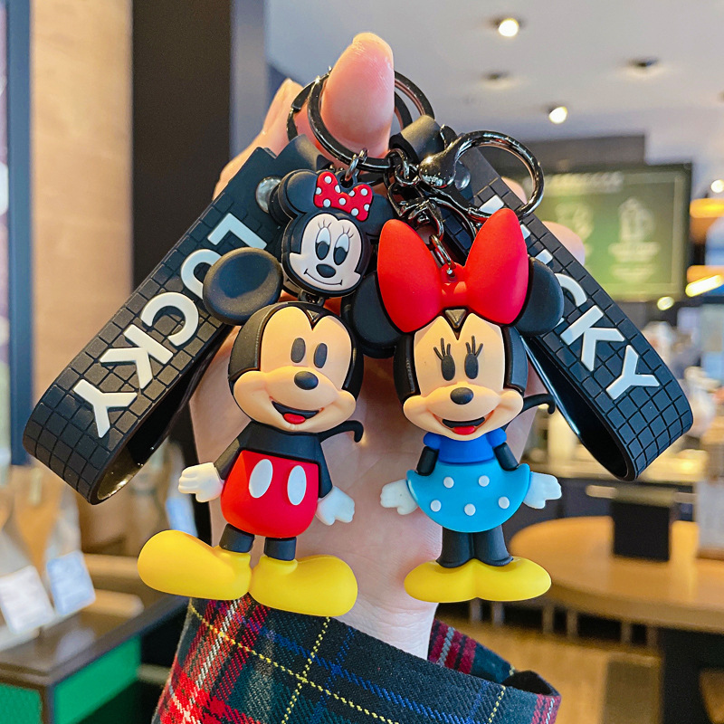 Creative Cartoon Mickey and Minnie Doll Keychain Pendant Couple Bag Car Keychain Accessories Gift Ornament