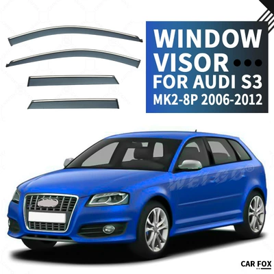 Audi S3 Sportback Window visor (Rain shield) - standard-packaging-audi-s3-hatchback-mk2-8p-2006-2012-with-bright-strips-rain-shield