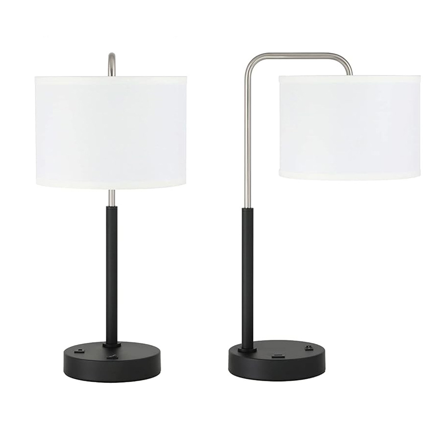 Comercio exterior estilo americano dormitorio cabezal de cama de hotel habitación de hotel lámpara de escritorio de metal USB tela de carga moderna iluminación simple