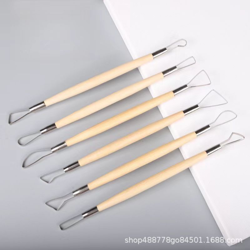 Herramientas cerámicas directas de 5 piezas de madera sólida de 5 piezas de herramientas de fabricación de cerámica de arcilla de cerámica herramientas de escultura de arcilla