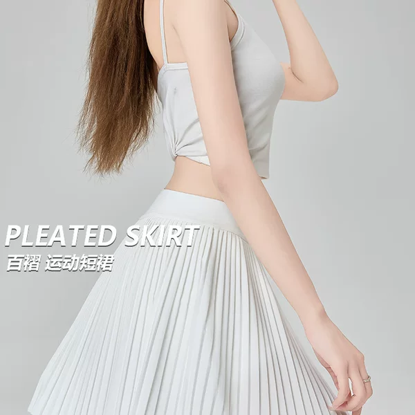 Anti-Exposure High-Waist Sports Short Skirt for Women 2025 Summer New Fitness Skirt Accordion Pleated Tennis Skirt
