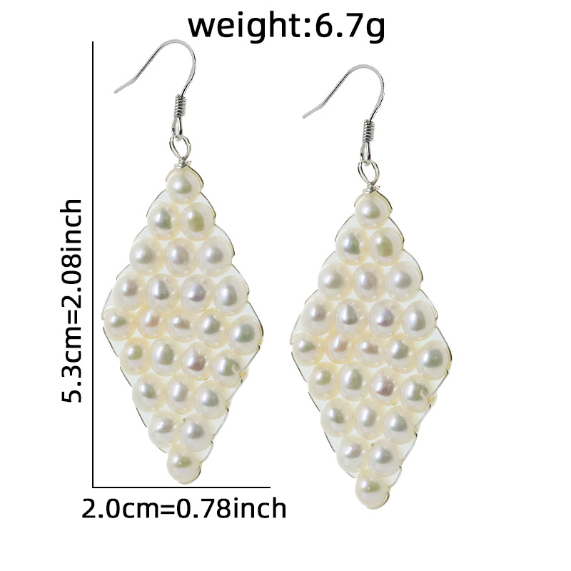 Perla natural original gancho de orejas de diamante pendientes de orejas femeninas retro alta sensación de aretes temperamento pendientes de orejas al por mayor