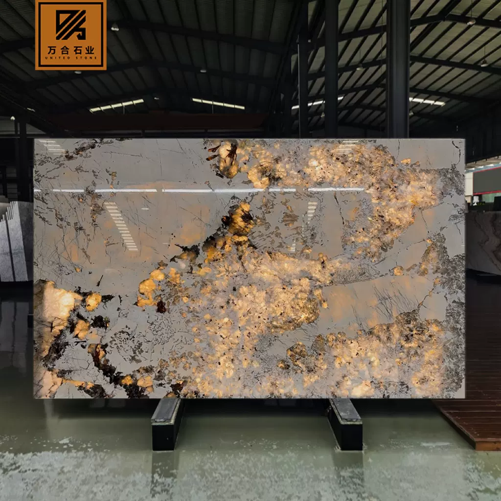 潘多拉天然透光奢石工厂加工酒店别墅客厅背景墙餐桌茶几岛台