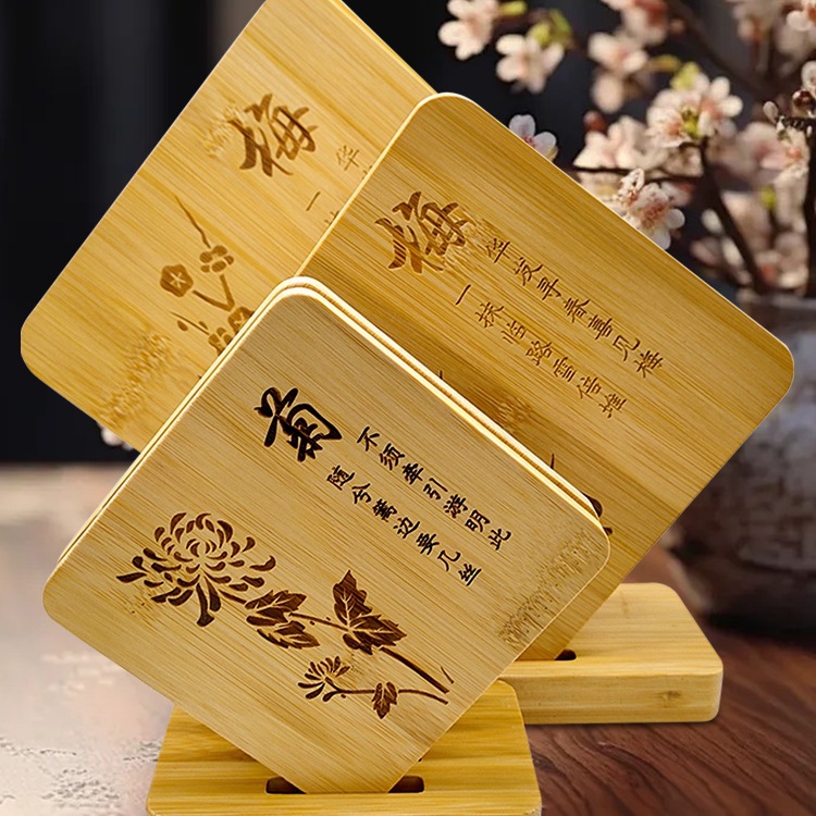 梅兰竹菊杯垫隔热垫餐桌垫防水木质碗垫子耐热厨房砂锅垫盘垫创意