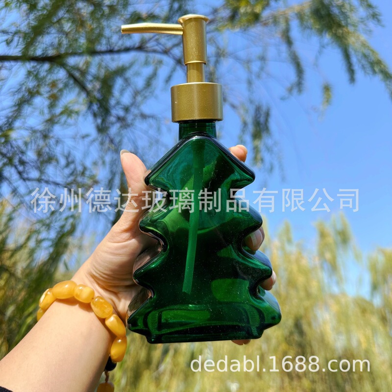 跨境专供圣诞树皂液器分装瓶按压式玻璃瓶洗手液瓶乳液瓶沐浴露瓶|undefined