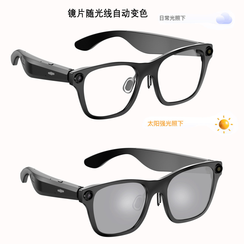 跨境新款AI智能拍摄眼镜录像智能眼镜500W像素高清拍照可听歌通话|undefined