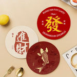 中国风碗盘沥水桌垫国潮硅藻泥隔热防烫杯垫吸水速干定制创意餐垫