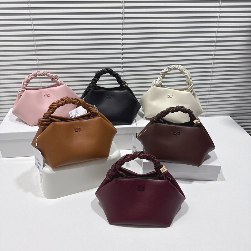 Ganni Women's Bag 2024 New French-Style Tofu Bag Hexagonal Suede Shoulder Crossbody Bag High-End Underarm Bag