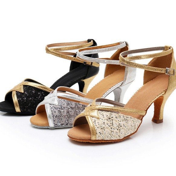 Latin dance shoes women's adult mid-high heel beginner square dance shoes summer social dance children's soft bottom dancing shoes