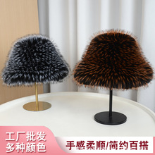 毛绒渔夫帽女高级感秋冬百搭防寒盆帽时尚简约加厚保暖成人渔夫帽