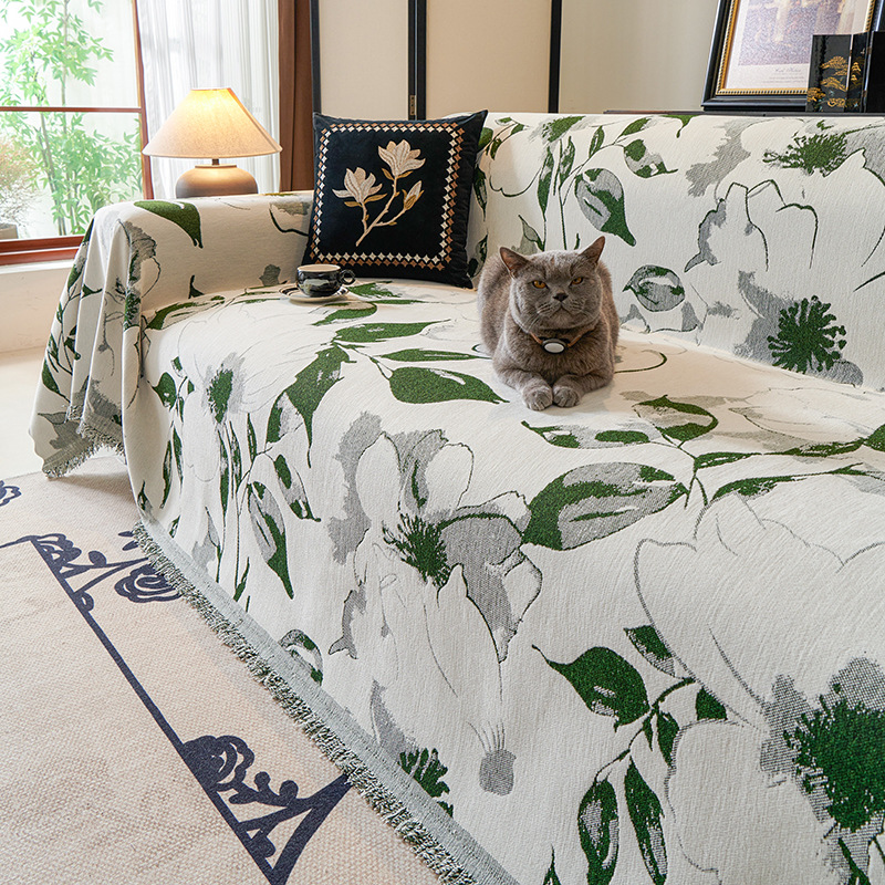 Plantas verdes toallas de sofá de alta calidad una cubierta de sofá general de cuatro estaciones cubierta de sofá cubierta de sofá manta