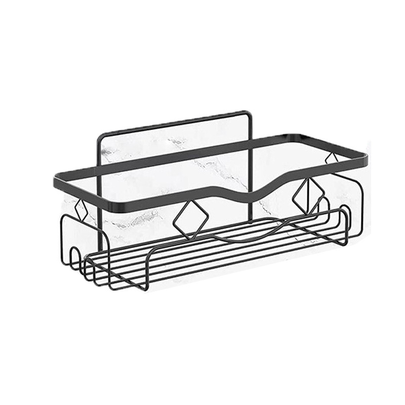 Estante de almacenamiento de baño de hierro forjado en la pared estante de almacenamiento de baño gel de baño sin perforación estante de almacenamiento de acabado montado en la pared caja de almacenamiento