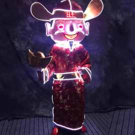 LED发光财神服人偶服巡游公仔服KTV酒吧舞台演出商场卡通服装个性