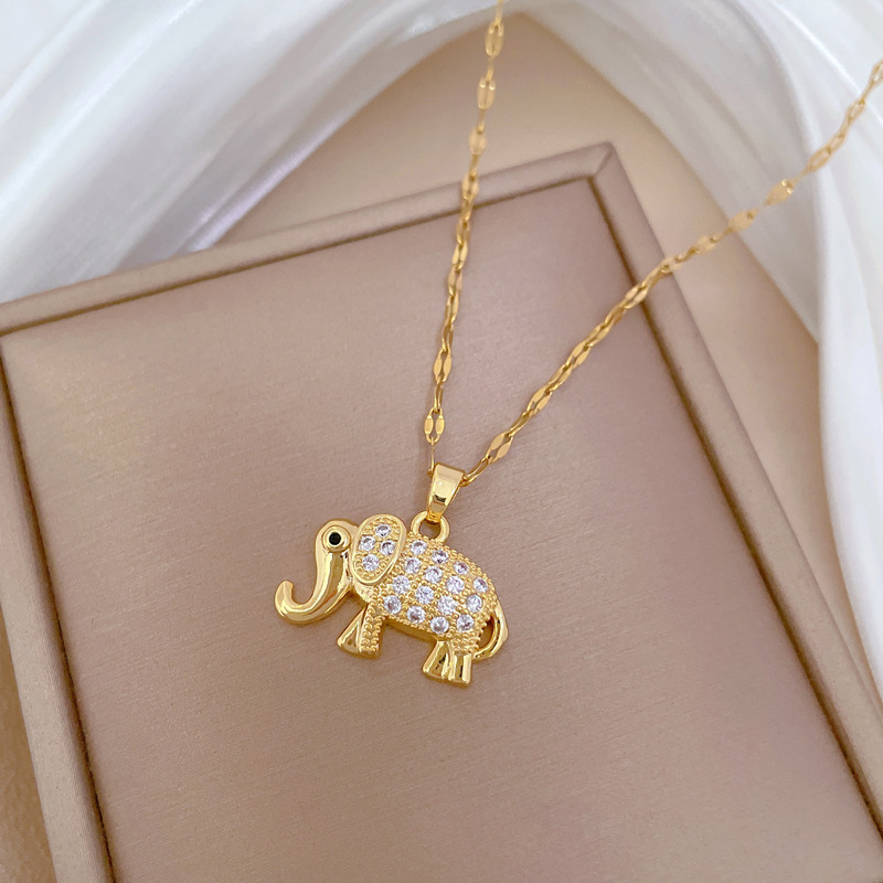 Collana donna con pendente elefante strass girocollo elegante_voghion.com