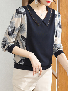 Mom's New Spring Clothes, Fashionable Suits, Middle-Aged and Elderly T-Shirts, 40 and 50 Summer Chiffon Tops