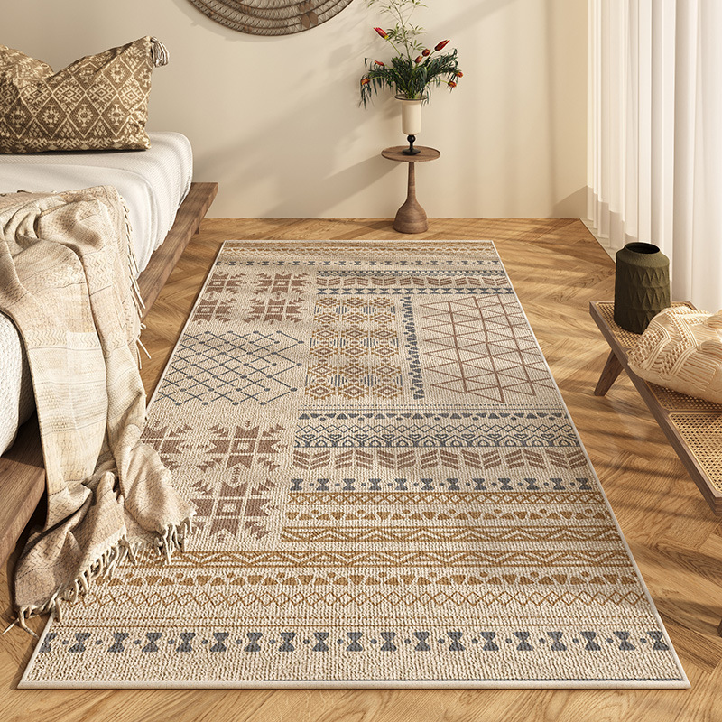 Vintage-Teppich im nordisch-boho-Stil, grenzüberschreitend nordisch-marokkanisch, Wohnzimmerteppich, Couchtischteppich im Ethno-Stil, Schlafzimmer-Nachttischteppich, strapazierfähig,_voghion.com